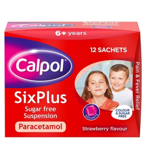 Calpol SixPlus Sugar Free Suspension Strawberry Flavour 6+ Years 12x5ml sachets - Jumarald Pharmacy & Wellness Calpol SixPlus Sugar Free Suspension Strawberry Flavour 6+ Years 12x5ml sachets
