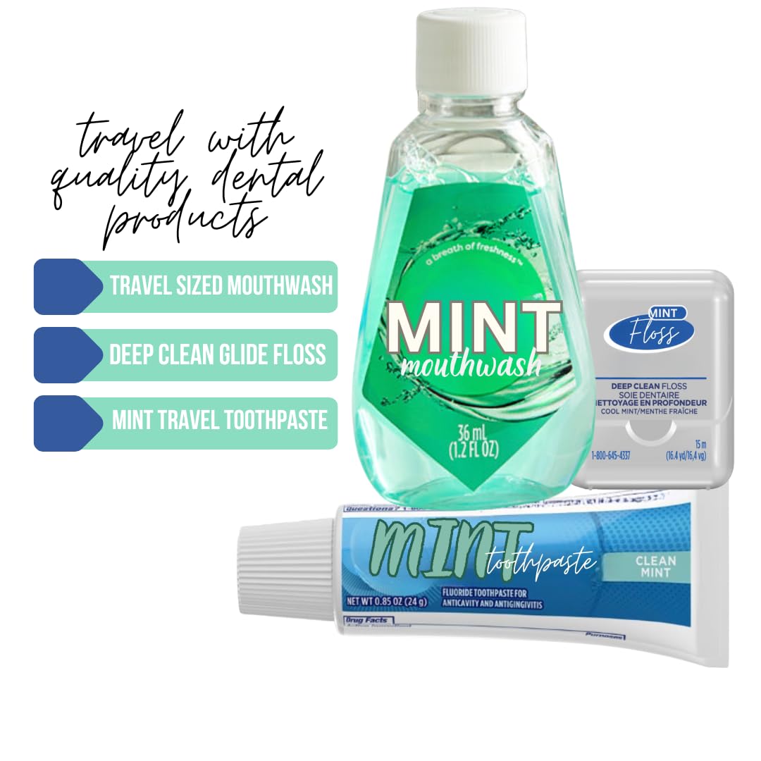 Dental Travel Kit with Toothbrush Travel Sized Toothpaste Mouthwash and Floss in a Reusable Zipper Pouch TSA Approved - Jumarald Pharmacy & Wellness Dental Travel Kit with Toothbrush, Travel Sized Toothpaste, Mouthwash and Floss in a Reusable Zipper Pouch (TSA Approved)