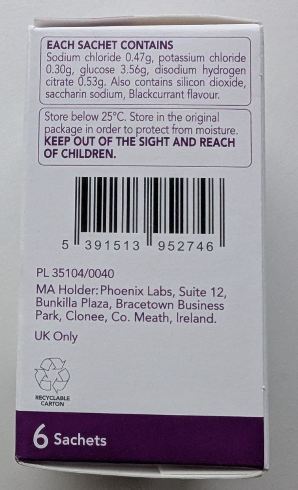 Dioralyte Blackcurrant Sachets 6x Oral Electrolyte Rehydration Powder Fast UK - Jumarald Pharmacy & Wellness Dioralyte Blackcurrant Sachets 6x Oral Electrolyte Rehydration Powder Fast UK
