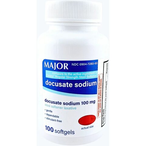 Docusate Sodium 100 mg 100 Softgels by Major