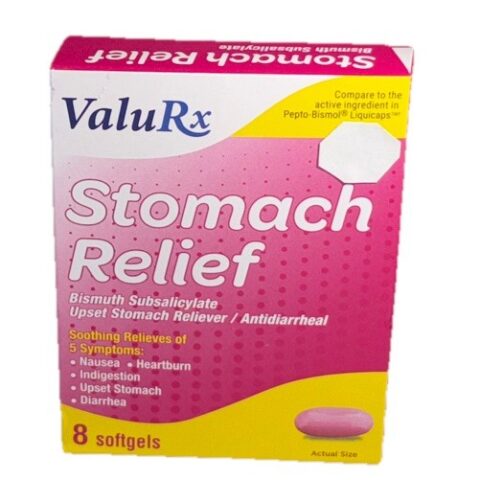 ValuRx Stomach Relief-Upset Stomach Relief/Diarrhea/Nausea-8 Softgels-NEW